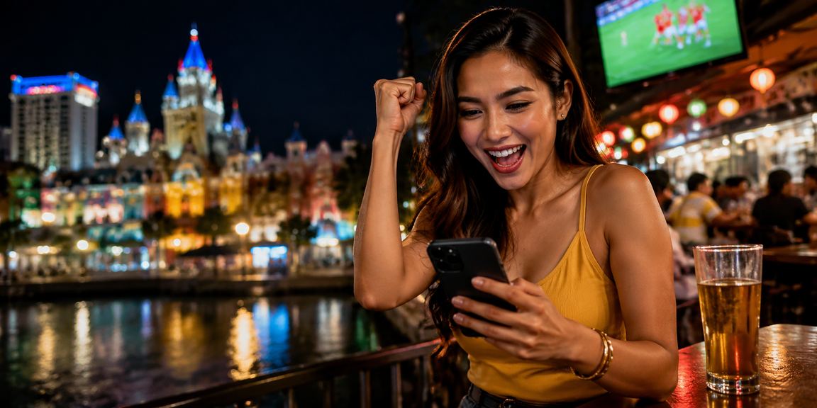 Pengguna Malaysia bermain kasino dalam talian melalui telefon pintar dengan antaramuka responsif